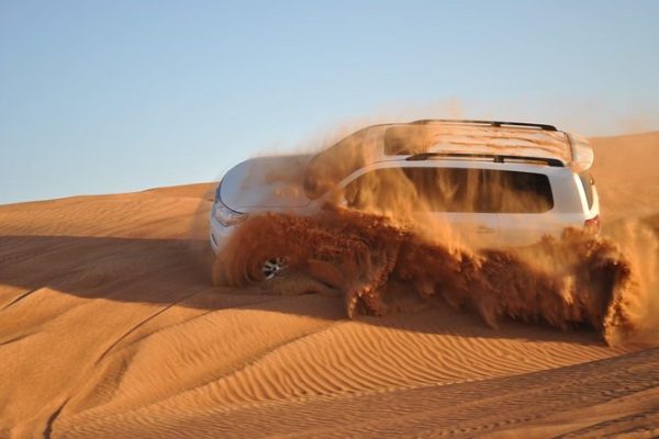 Dune bashing in Kalahari Desert