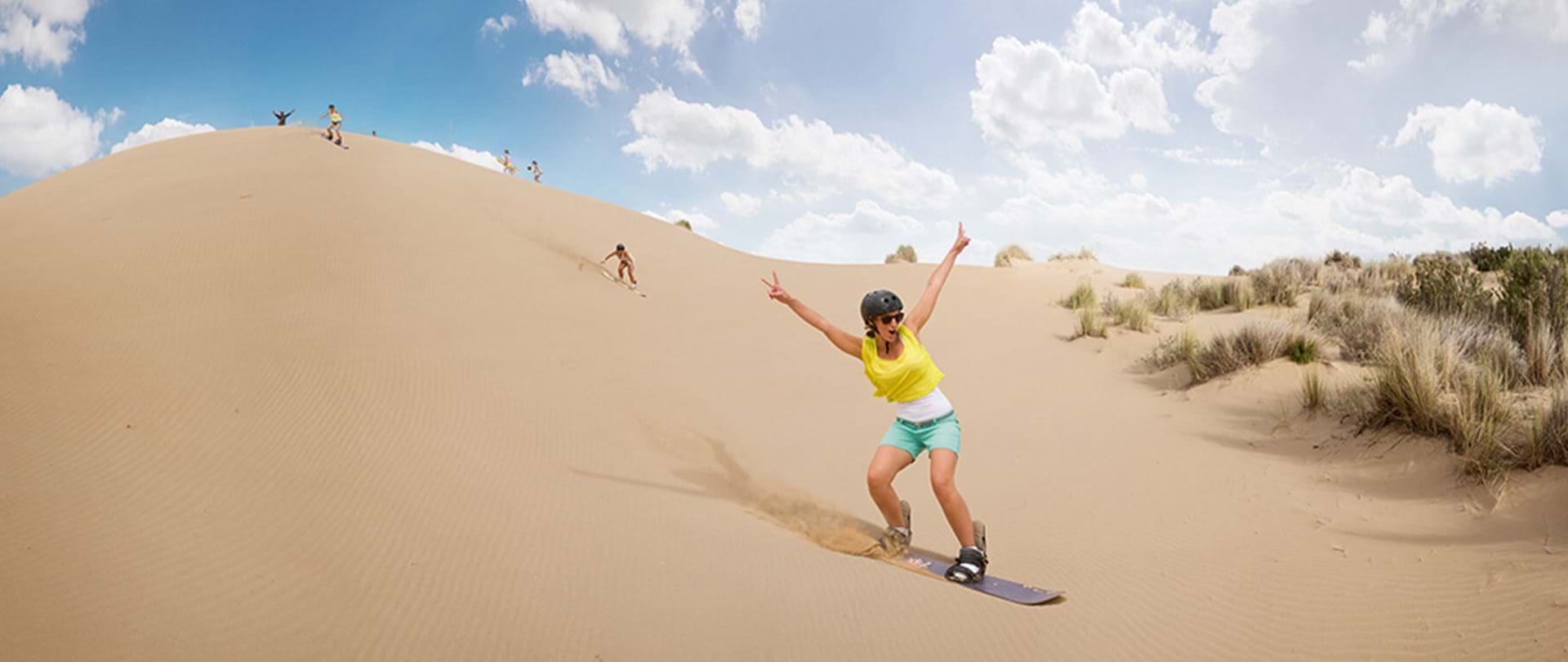 Sandboarding in Kalahari Desert